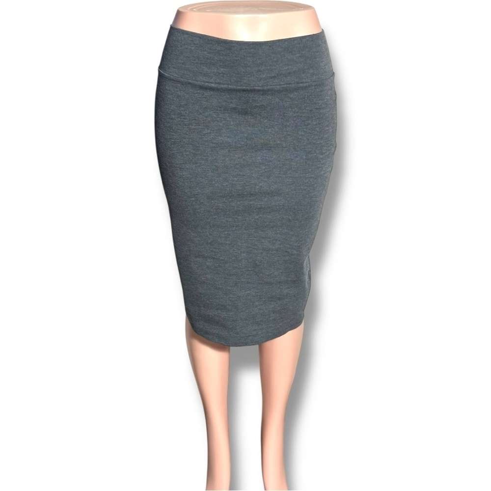 Liz&Sara Elegant Heather Gray Women's Midi High Waisted Bodycon Pencil Skirt
